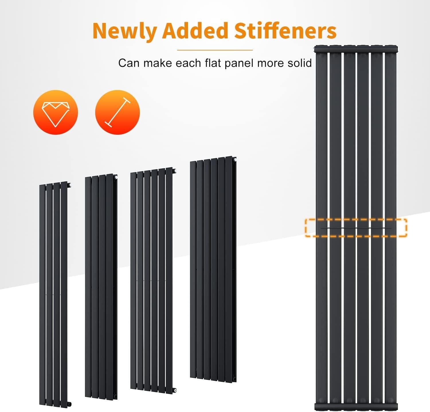 Black Vertical Double Radiator 1800x680mm Slim Flat Panel Heater