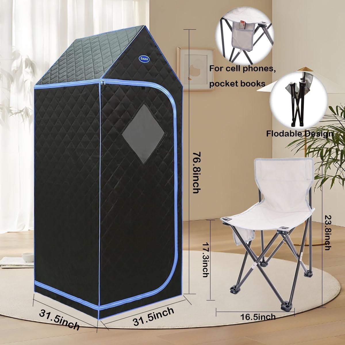 Portable Infrared Sauna Tent w/ Remote & Heated Foot Pad – Home Spa Black