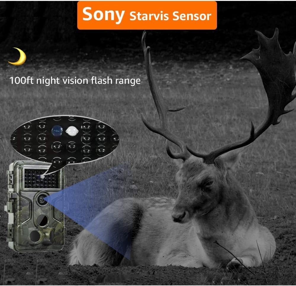 64MP Trail Camera 1296P Night Vision Wildlife Hunting Camera 100ft