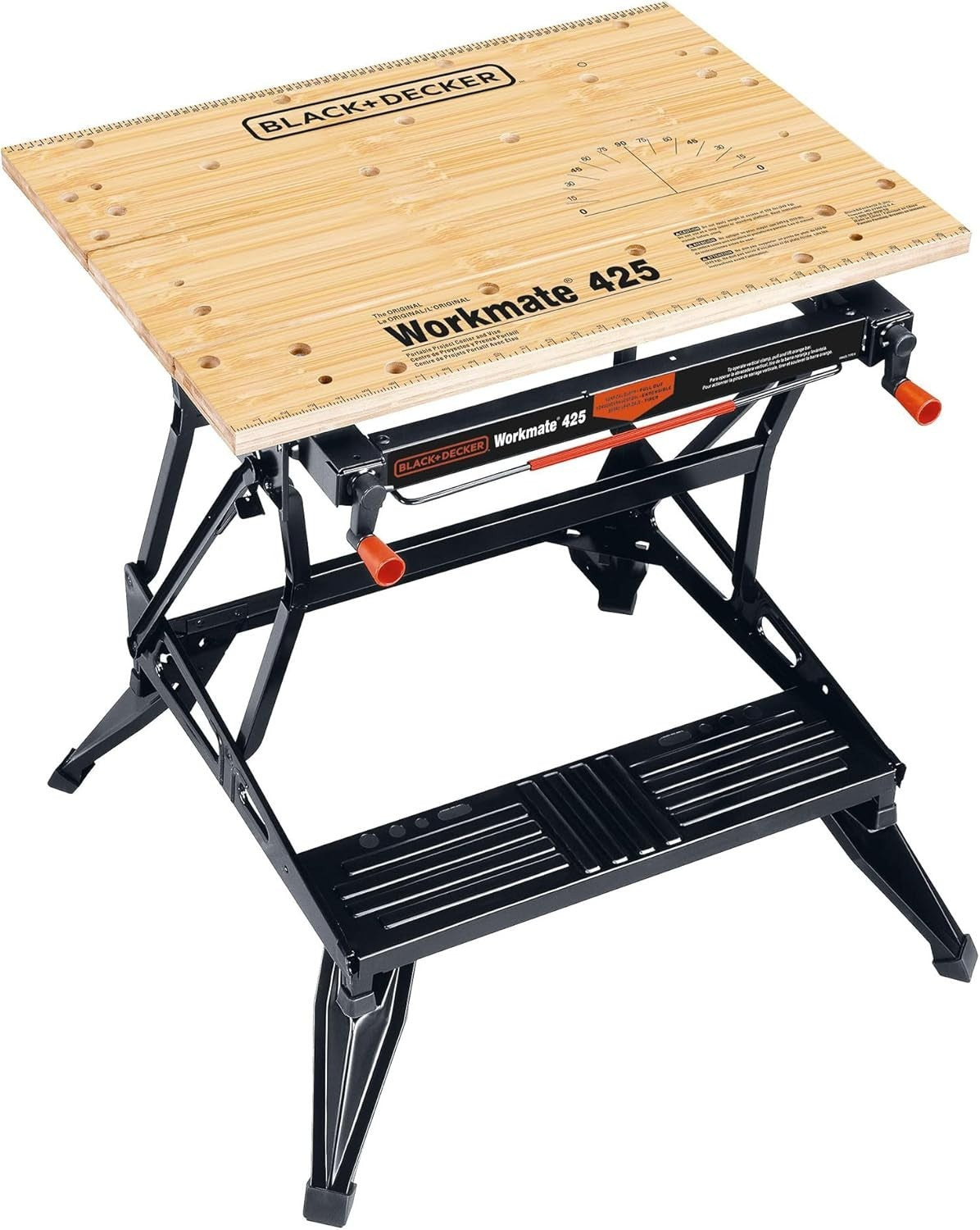Portable Folding Workbench 550lb Capacity with Clamps Steel Frame Bamboo Top