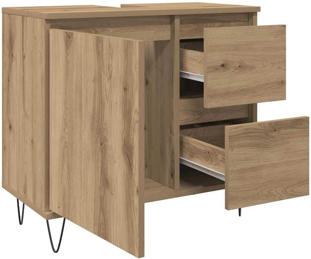 Modern Bathroom Vanity Cabinet Artisan Oak Storage Unit 65cm Under Sink Cupboard