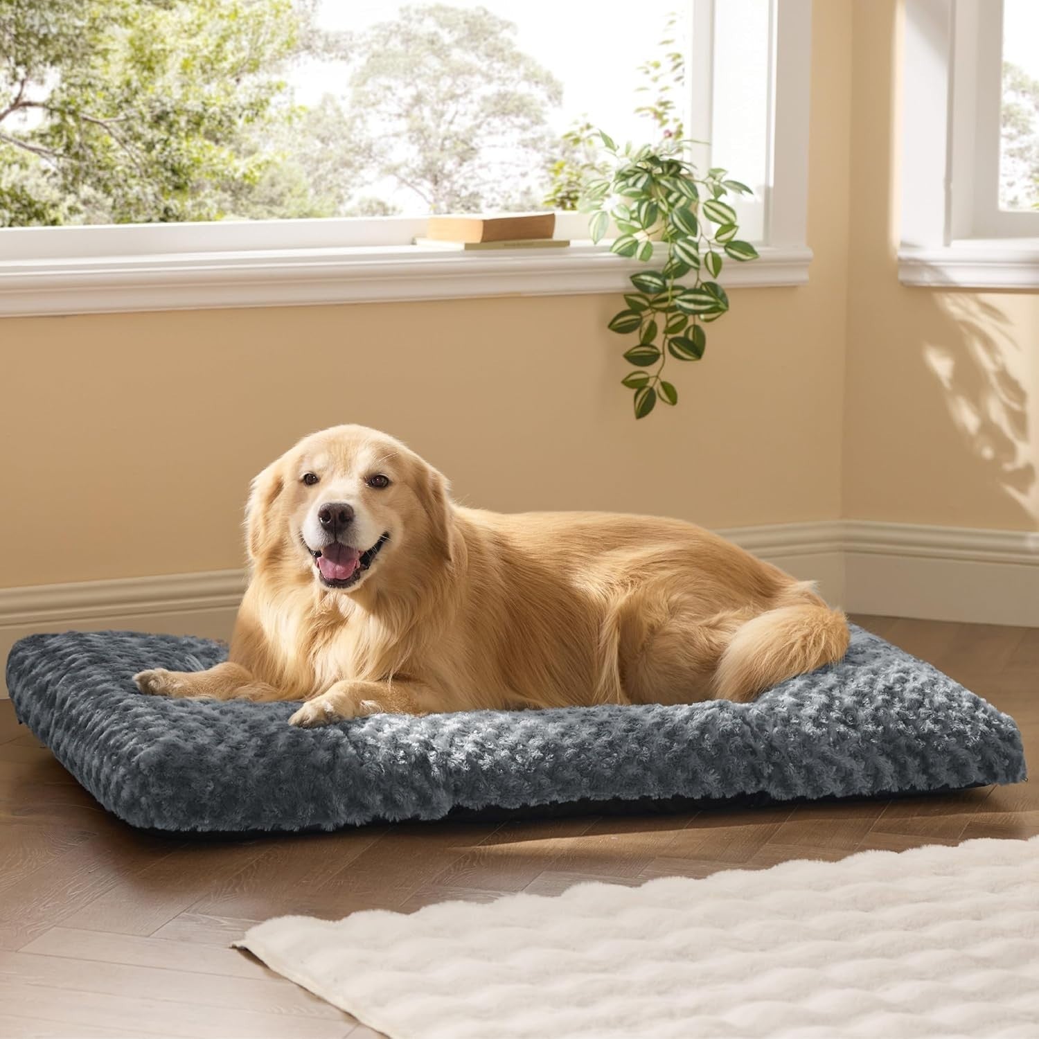 XL Dog Crate Mattress 119x74x9cm Washable Plush Non Slip Grey