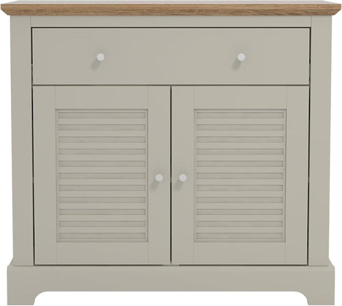 Modern Light Grey Oak Sideboard with Drawer & Adjustable Shelves Storage