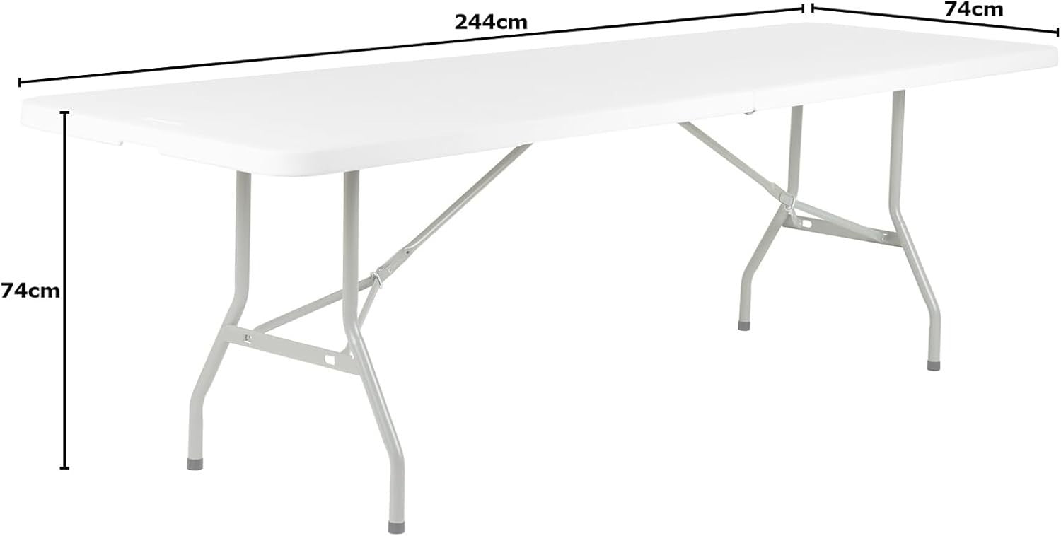 Large 8ft Folding Table Heavy Duty Indoor Outdoor White Party Catering