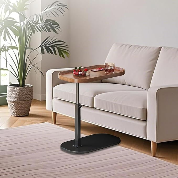 C Shaped Side Table Adjustable Height Swivel Laptop Sofa Bed Narrow Desk
