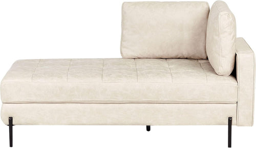 Modern Beige Faux Leather Tufted Chaise Lounge Sofa Seat for Lounge Room