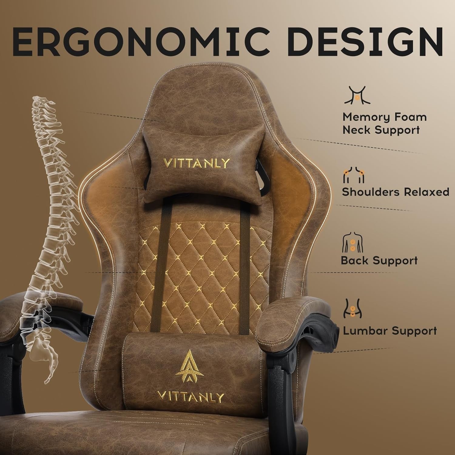 Reclining Gaming Chair with Footrest Pocket Spring Brown