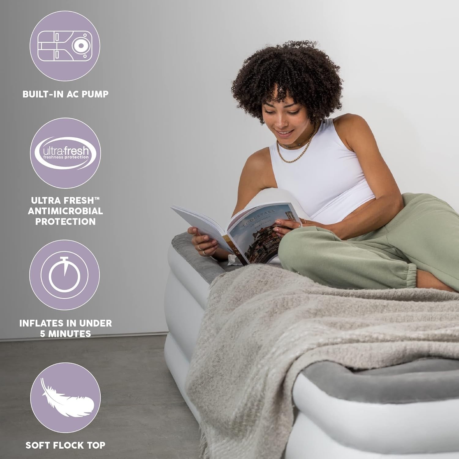 King Size Air Bed Built In Electric Pump Raised Inflatable Mattress 300kg