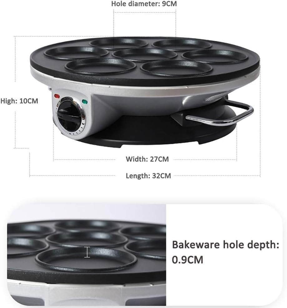 Electric 7-Hole Pancake & Egg Maker Non-Stick Mini Crepe Hotplate Fast Heating