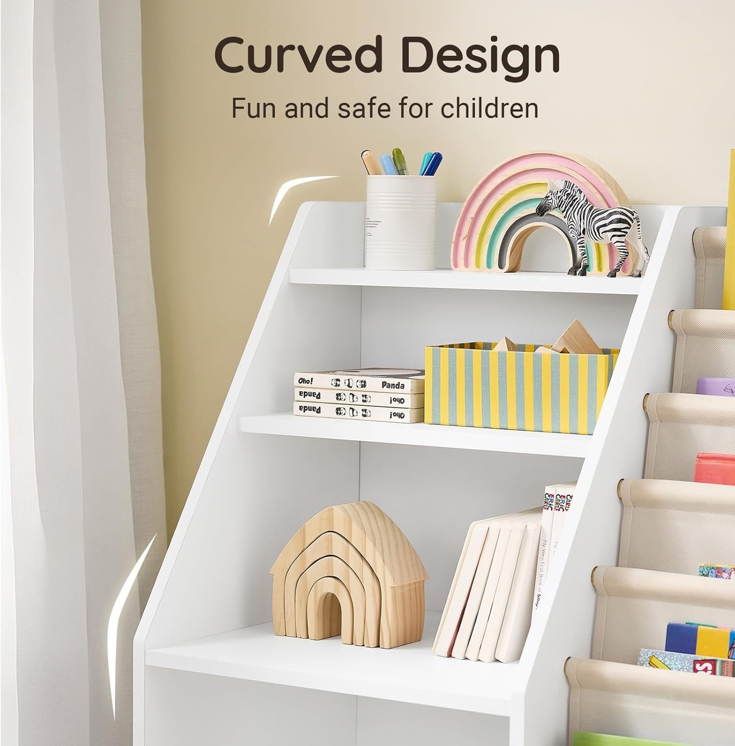 Kids Bookshelf 3-Tier Storage Unit with Toy Organiser, Safe & Sturdy 80x40x80cm