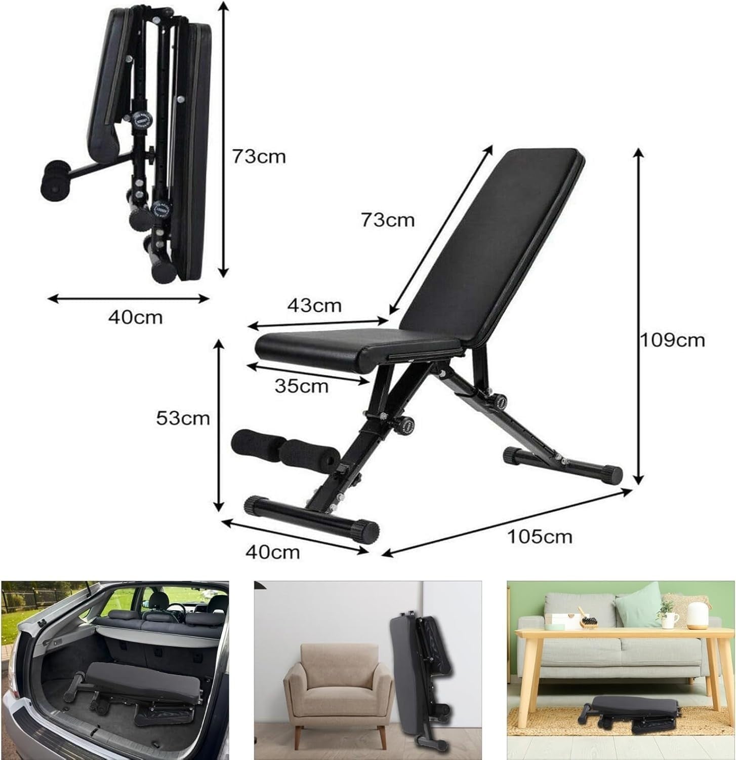Multi-Position Folding Weight Bench 250kg Incline Decline Home Gym