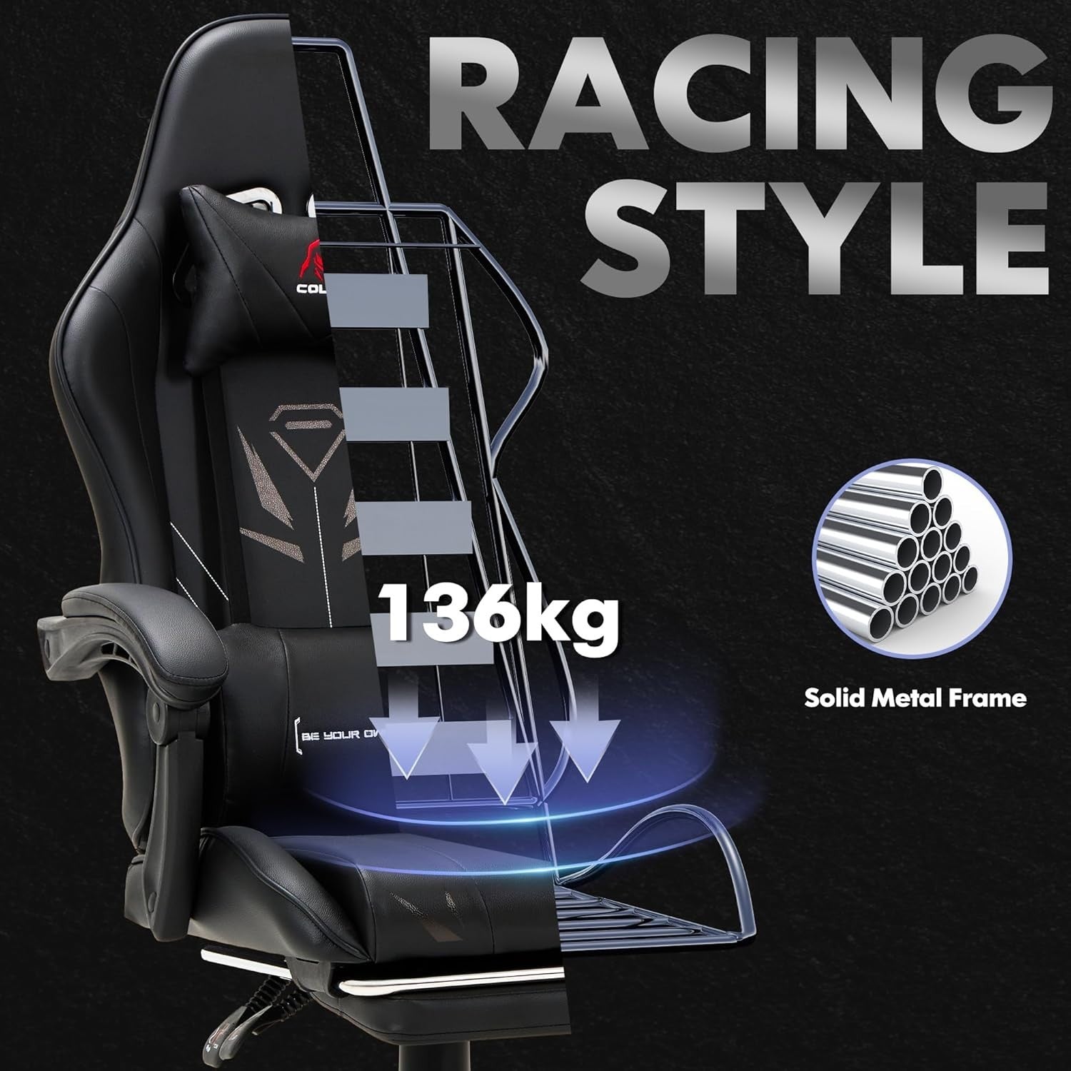 Gaming Chair High Back Footrest Swivel Recliner Office Computer Desk Seat