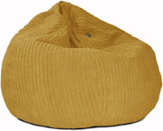 Large Corduroy Bean Bag Chair Mustard Adult Gaming Lounge Seat Washable