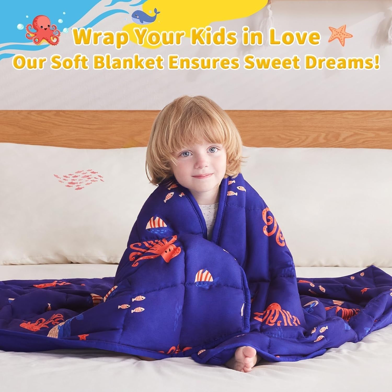 Kids Weighted Blanket 10lbs 40x60 Blue Ocean Soft Cooling Throw