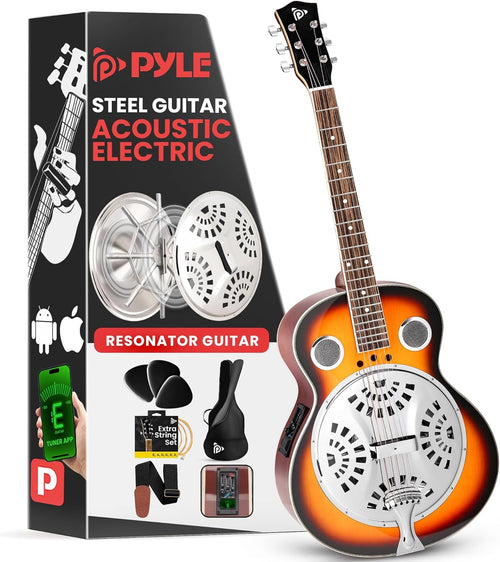 Resonator Acoustic Electric Guitar 6 String Sunburst w/Preamp