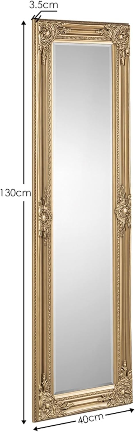 Gold Full Length Wall Mirror 130x40cm – Vintage Frame for Hallway & Bedroom