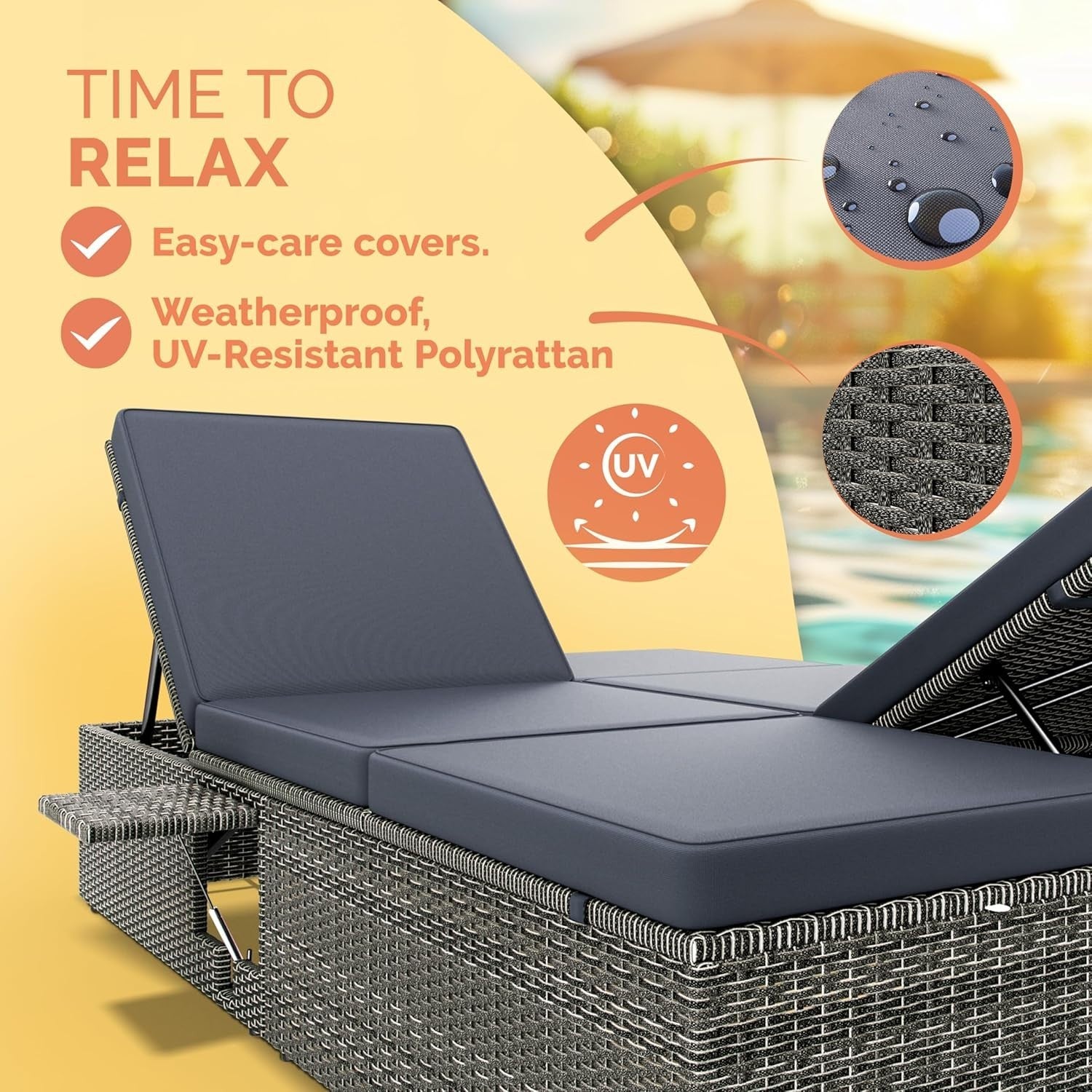 CASARIA Double Sun Lounger 2-Seater | 7-Position Adjustable Recliner