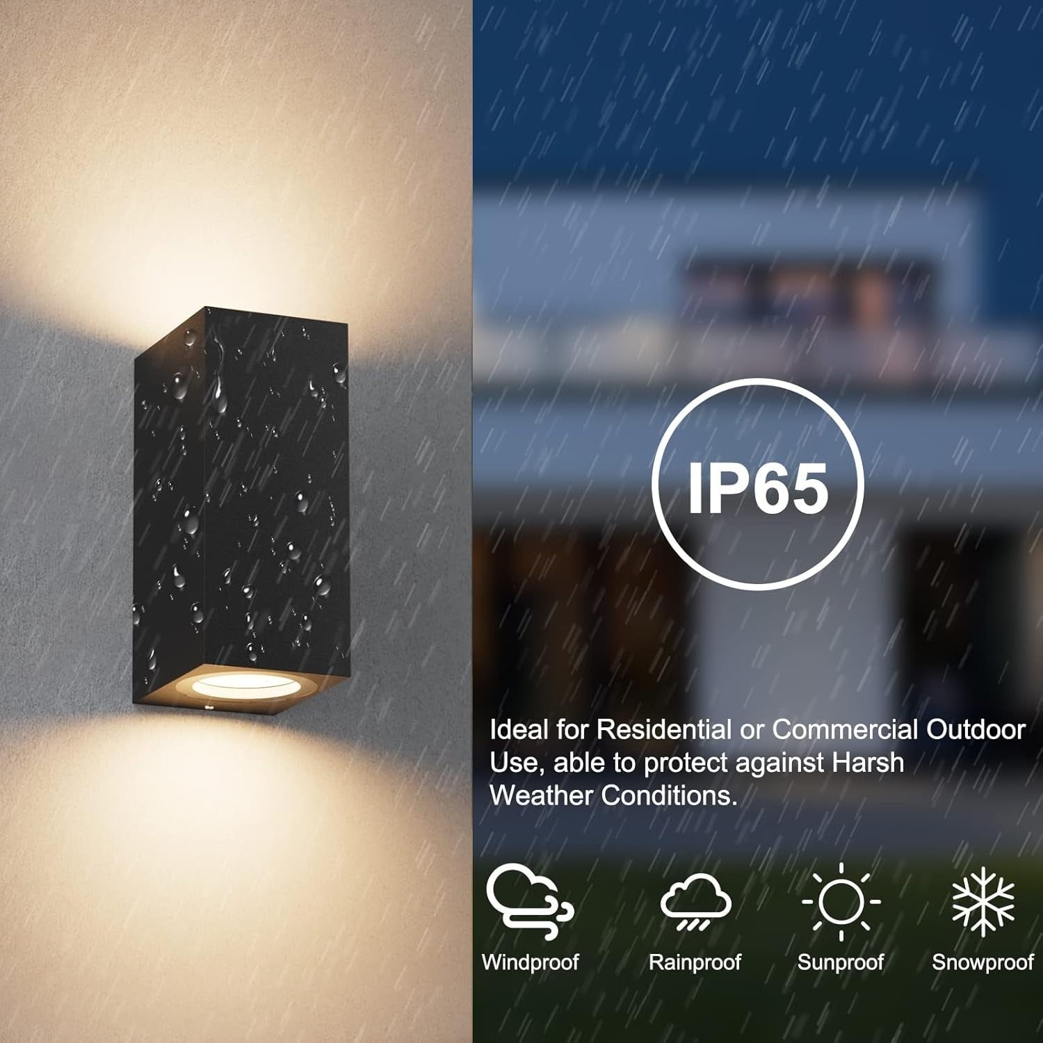 Waterproof Black Outdoor Wall Lights, Modern Up-Down GU10 Sconces 4 Pack