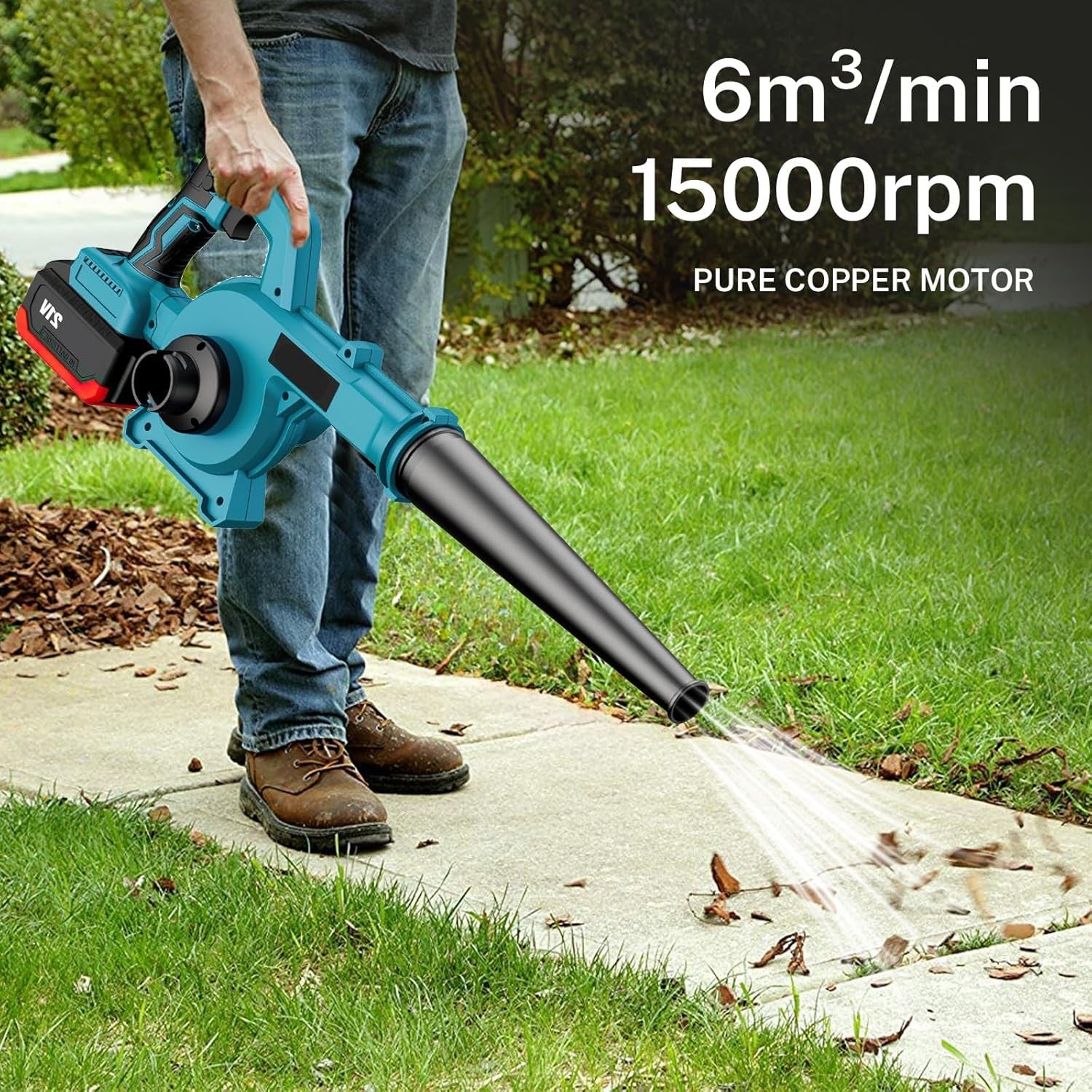 Cordless Leaf Blower 21V 550W Dual Battery Handheld Garden Patio