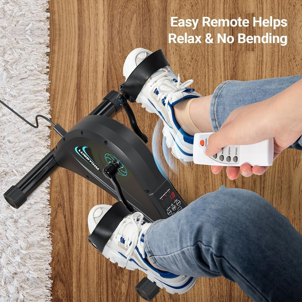 Motorized Seated Pedal Exerciser Electric Under Desk Trainer LCD