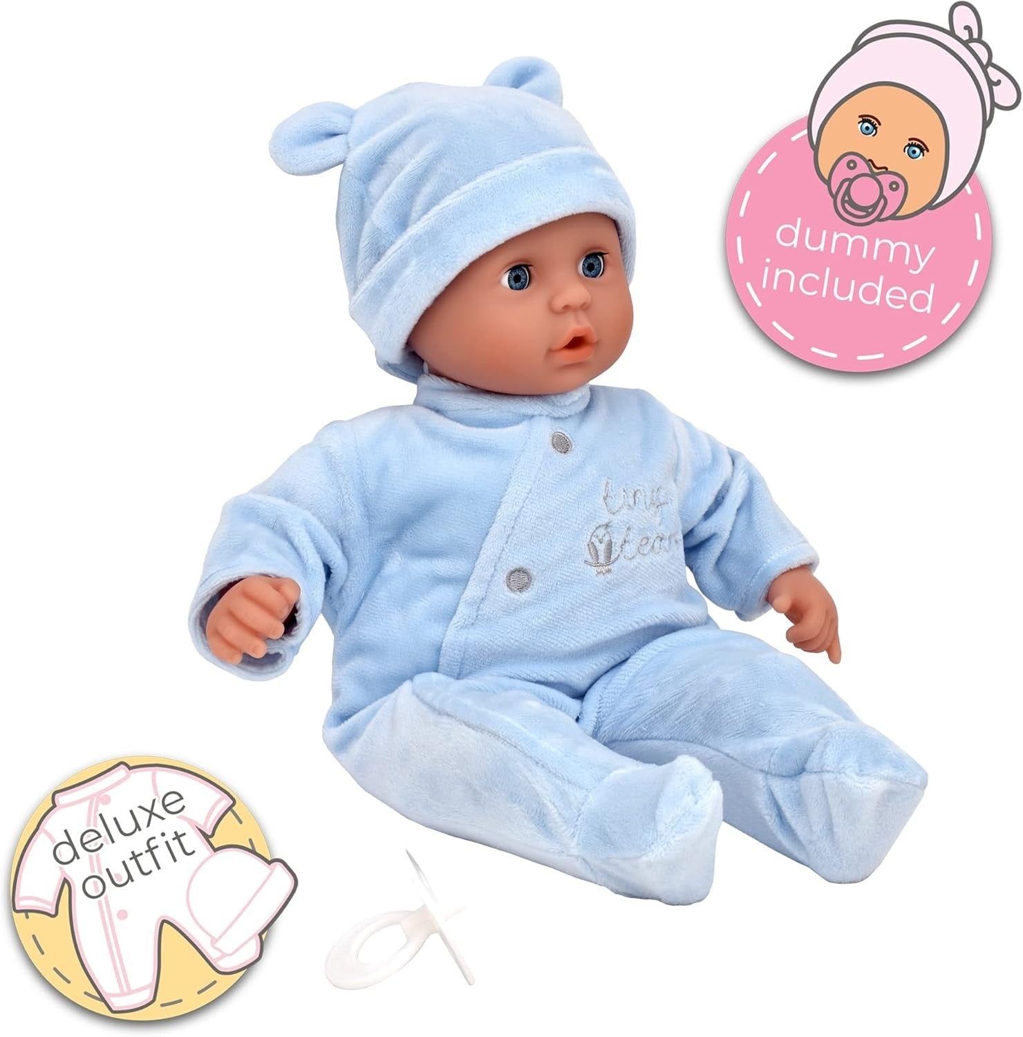 Soft Baby Doll 38cm with Sleeping Eyes Dummy Cuddly Toddler Toy
