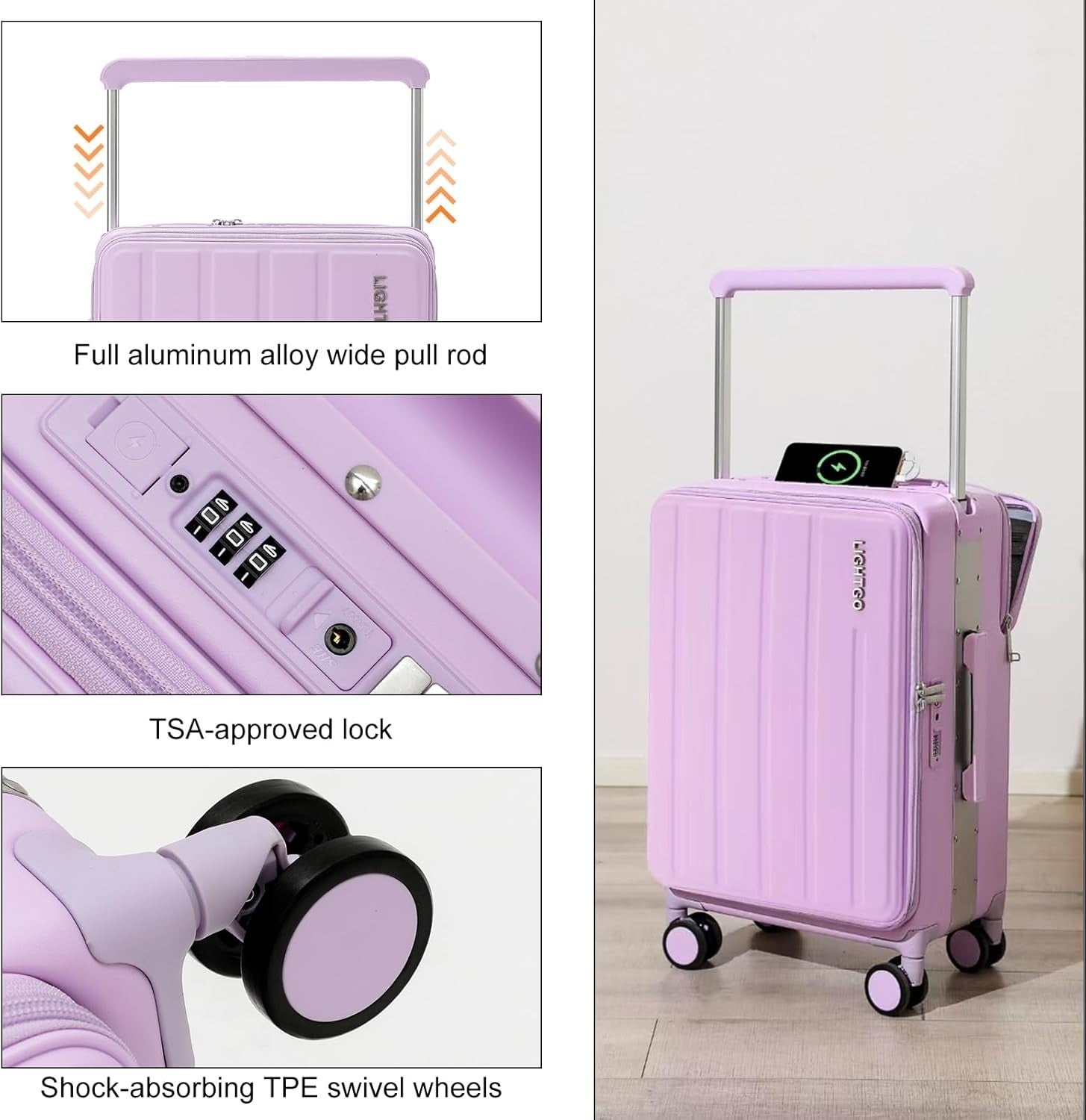 28” Extra Large Dual Opening Checked Suitcase Front Back Access