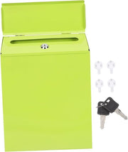 Wall Mounted Locking Mailbox Iron Secure Post Box Green Modern Slim Design