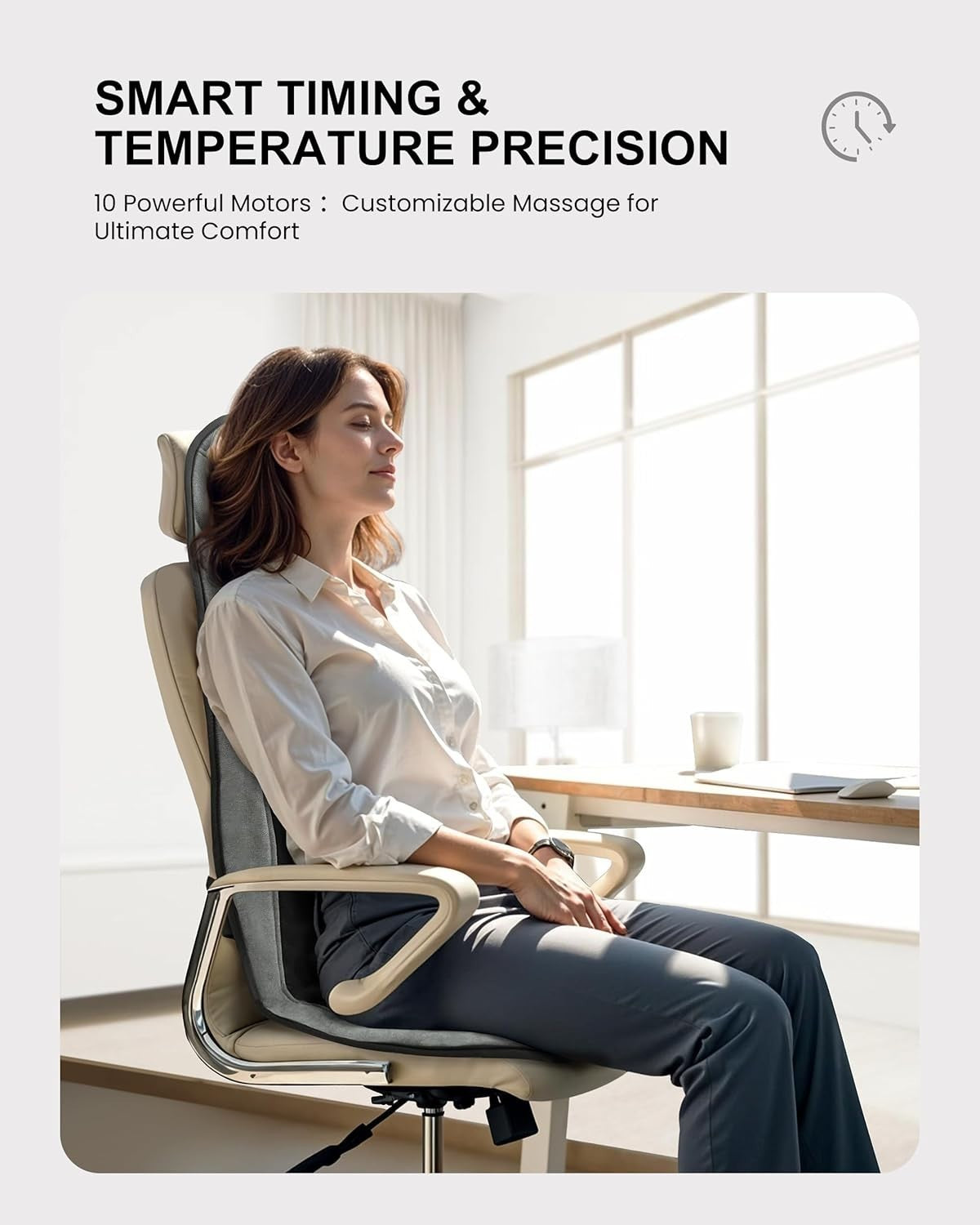 Vibration Back Massager Heat Lumbar Support 10-Motor Chair Pad Pain Relief