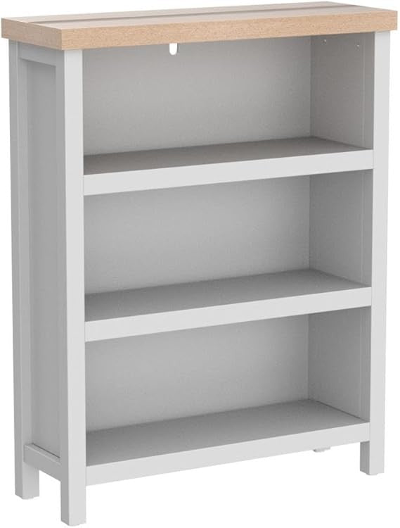 Modern 3-Shelf Low Bookcase Grey Oak Effect | Stylish Storage Display Unit