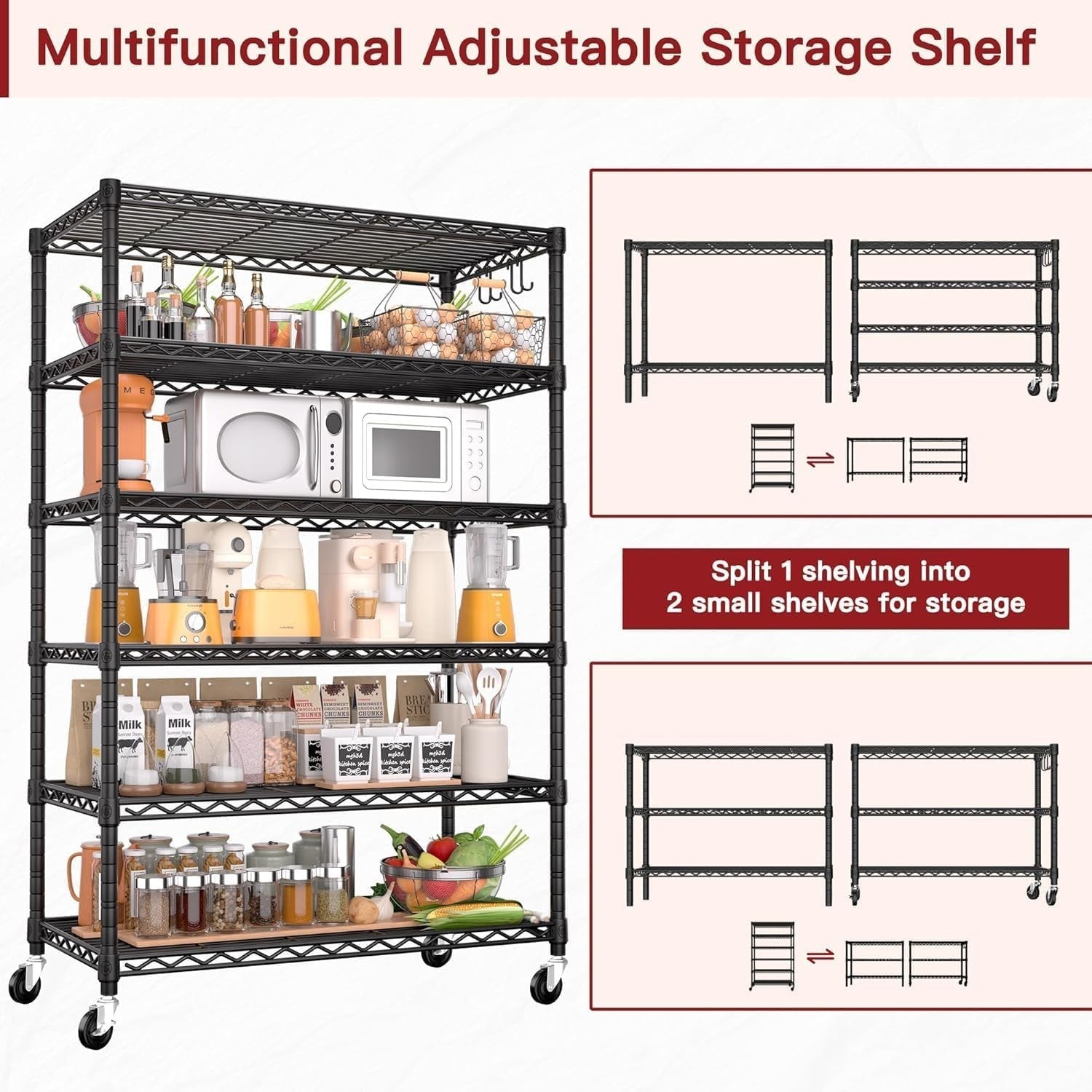 Heavy Duty Black 5-Tier Adjustable Garage Storage Shelf 120x60x180cm