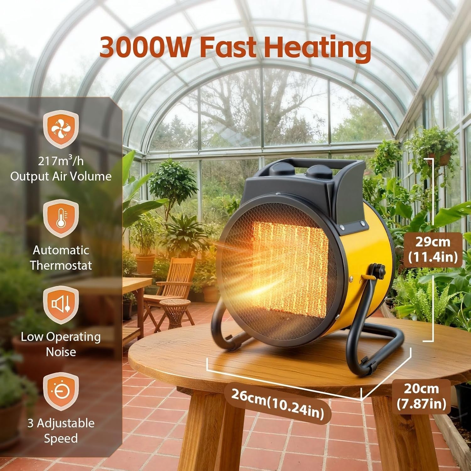 Industrial Electric Space Heater 3000W Fast Heating Thermostat Portable