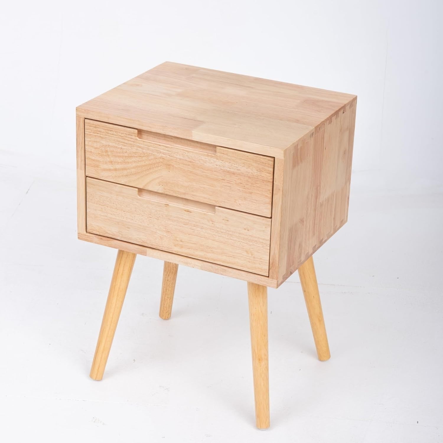 Modern Oak Bedside Table with 2 Drawers Wooden Nightstand Bedroom Storage