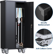 Heavy Duty Metal Garage Storage Cabinet with Wheels, Lock & Shelves