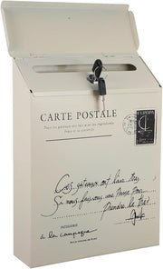 Wall Mounted Locking Mailbox Iron White Secure Outdoor Post Box Retro Design