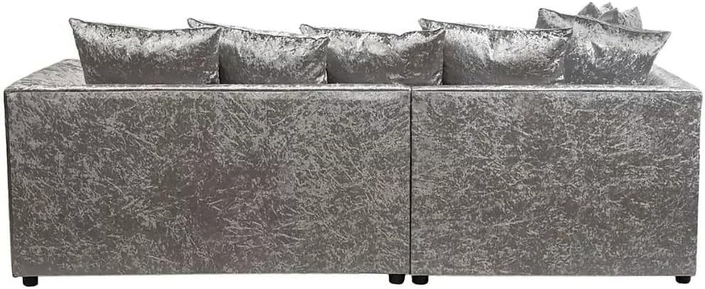 Luxury 4-Seater L Shape Corner Sofa Set - Crush Velvet, Scatter Back, Modern