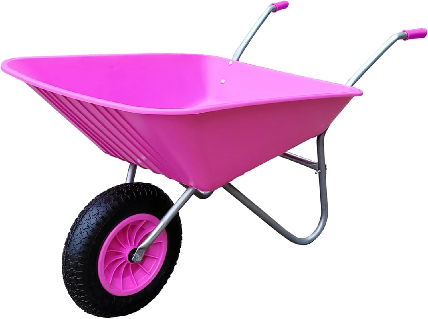 85L Pink Wheelbarrow – Plastic Pan Galvanised Frame Lightweight Garden Use