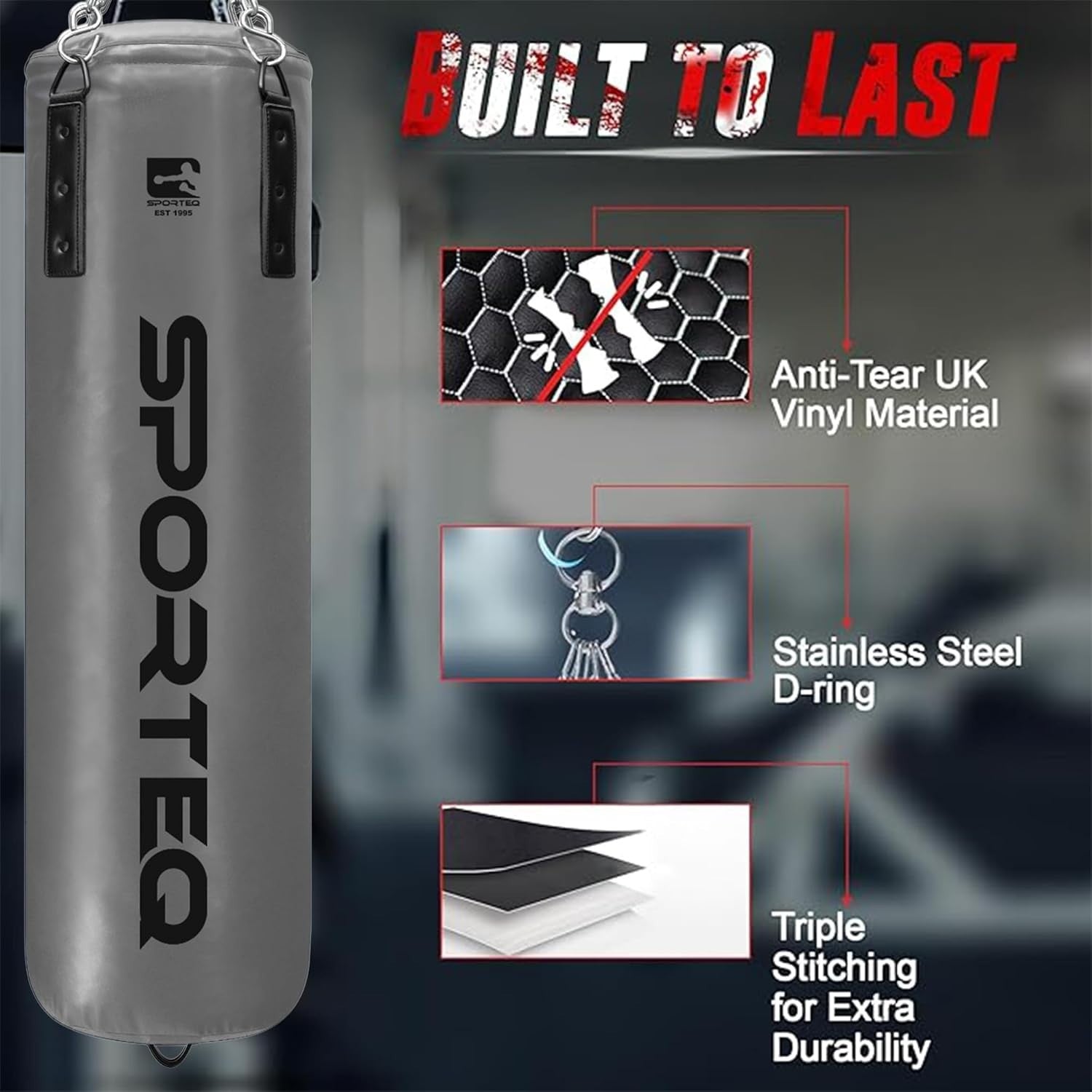 Heavy Filled Punching Bag 4FT Boxing Kickboxing MMA Gym Training Grey