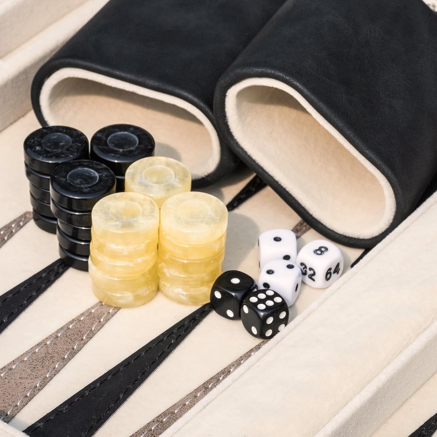 9.4 Inch Travel Backgammon Faux Leather Folding Board Portable Game