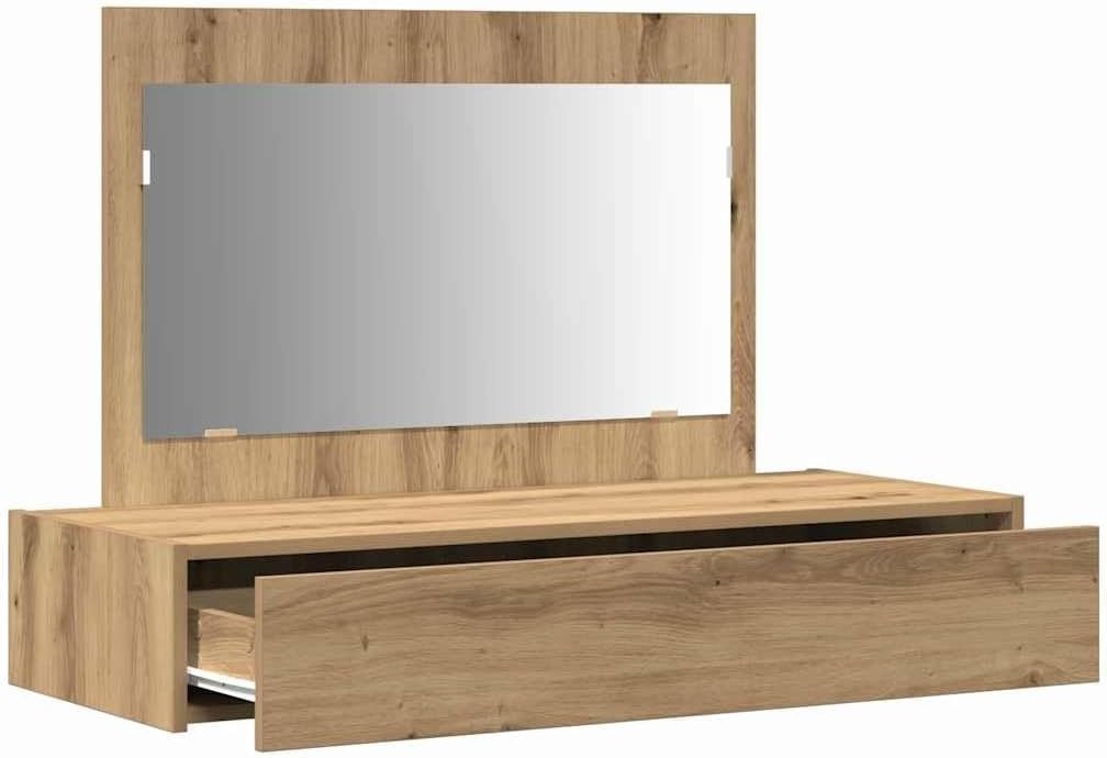 Modern Artisan Oak Vanity Desk Dressing Table Makeup Organiser 100cm Wide