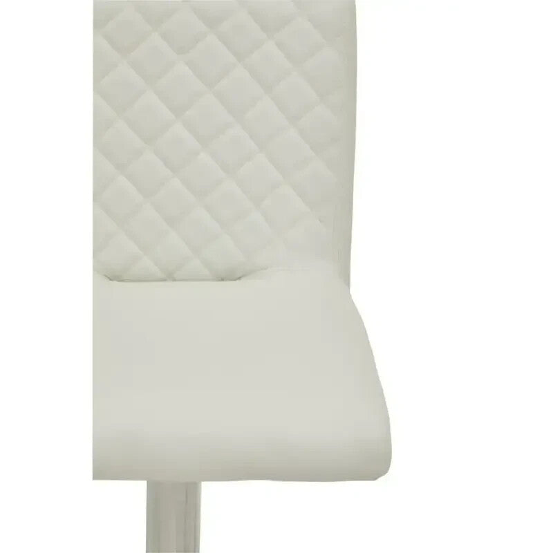 White Chrome Bar Stool Swivel Adjustable PU Leather Kitchen Island Chair