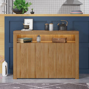 Oak Sideboard Cupboard Unit with 3 Doors, Shelf & LED Light – 130cm Wide