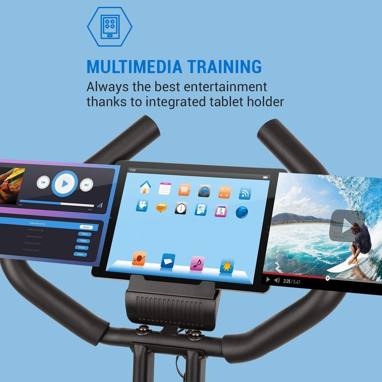 Foldable Magnetic Exercise Bike w/ LCD, 8 Levels, Pulse Sensor & Tablet Holder