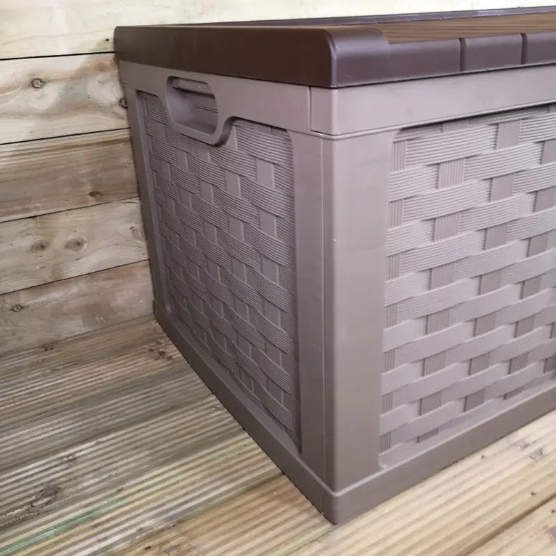 634L Rattan Garden Storage Box Seat Waterproof Outdoor Decking Bench