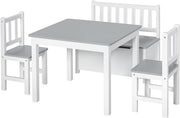 Kids 4-Piece Table & Chair Set with Storage Bench, Durable & Safe Design