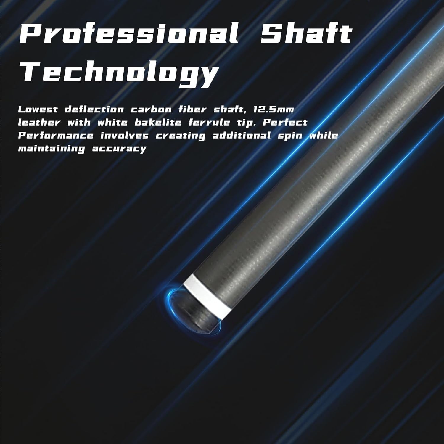 58in Carbon Fiber Pool Cue 12.5mm Tip Low Deflection 20oz Uni Lock