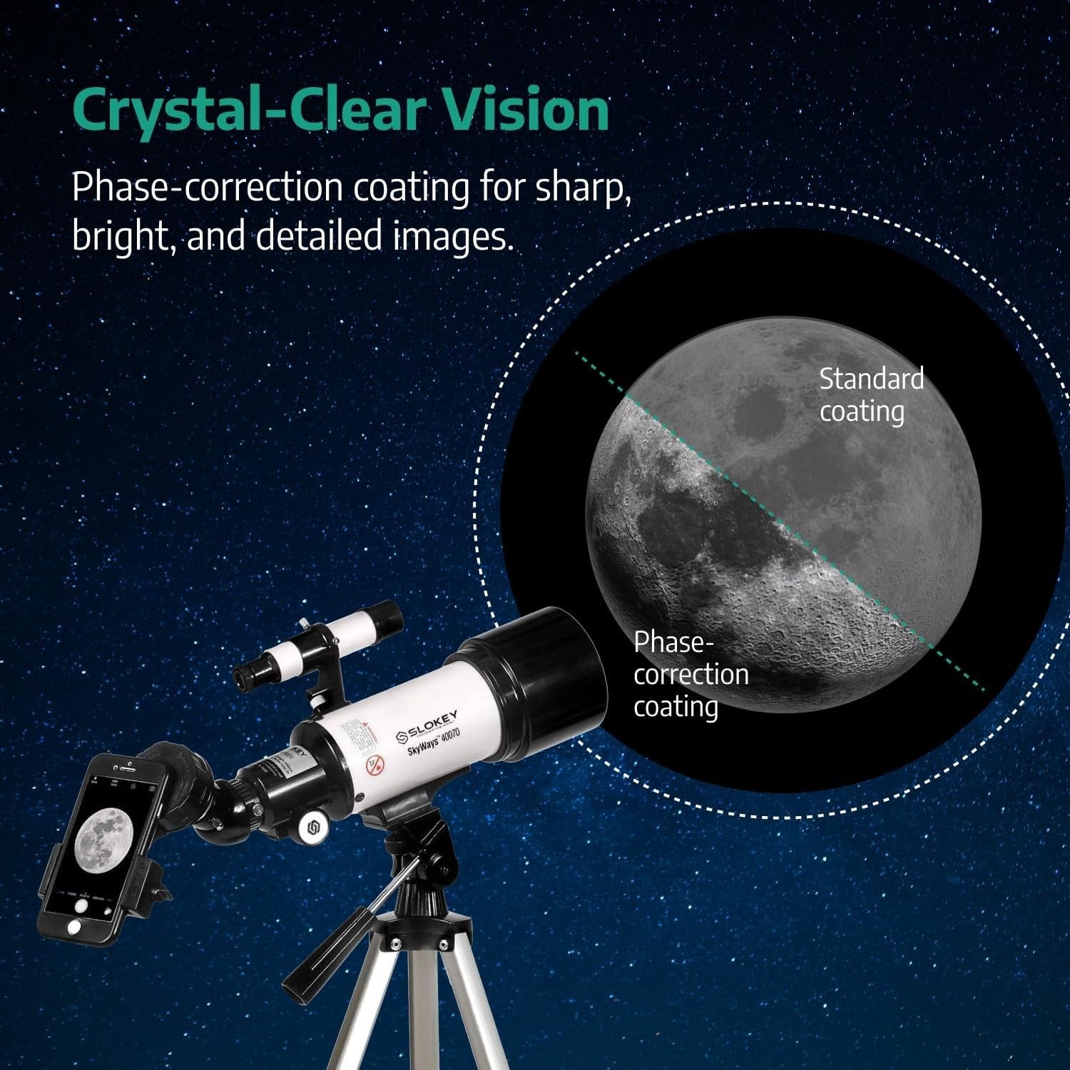 Black 16x-120x Telescope for Kids & Adults Moon, Planets, Stargazing