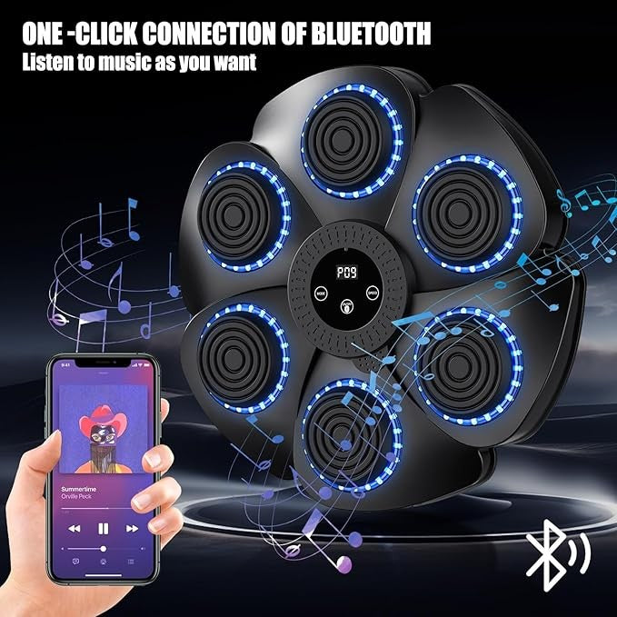 LED Music Boxing Machine 9 Speed Wall Punch Pad Bluetooth Reaction Trainer