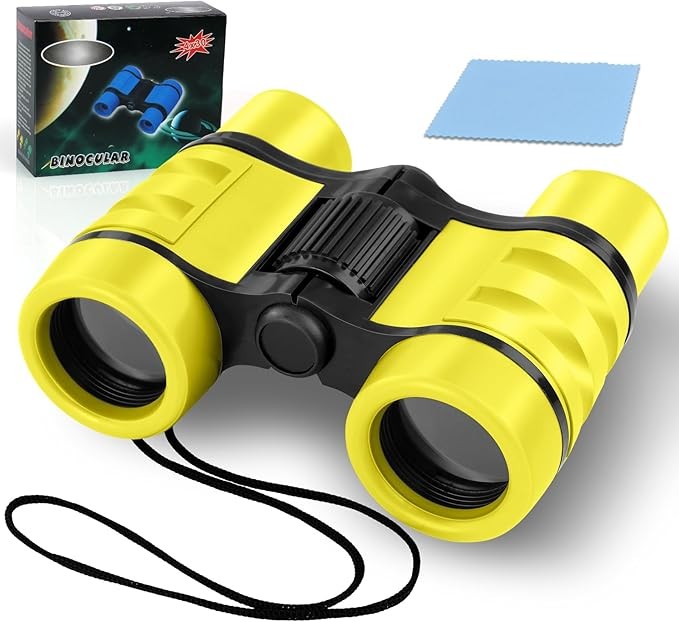 Kids 4x30 Yellow Shockproof Binoculars | Outdoor Explorer Toy Ages 3–12