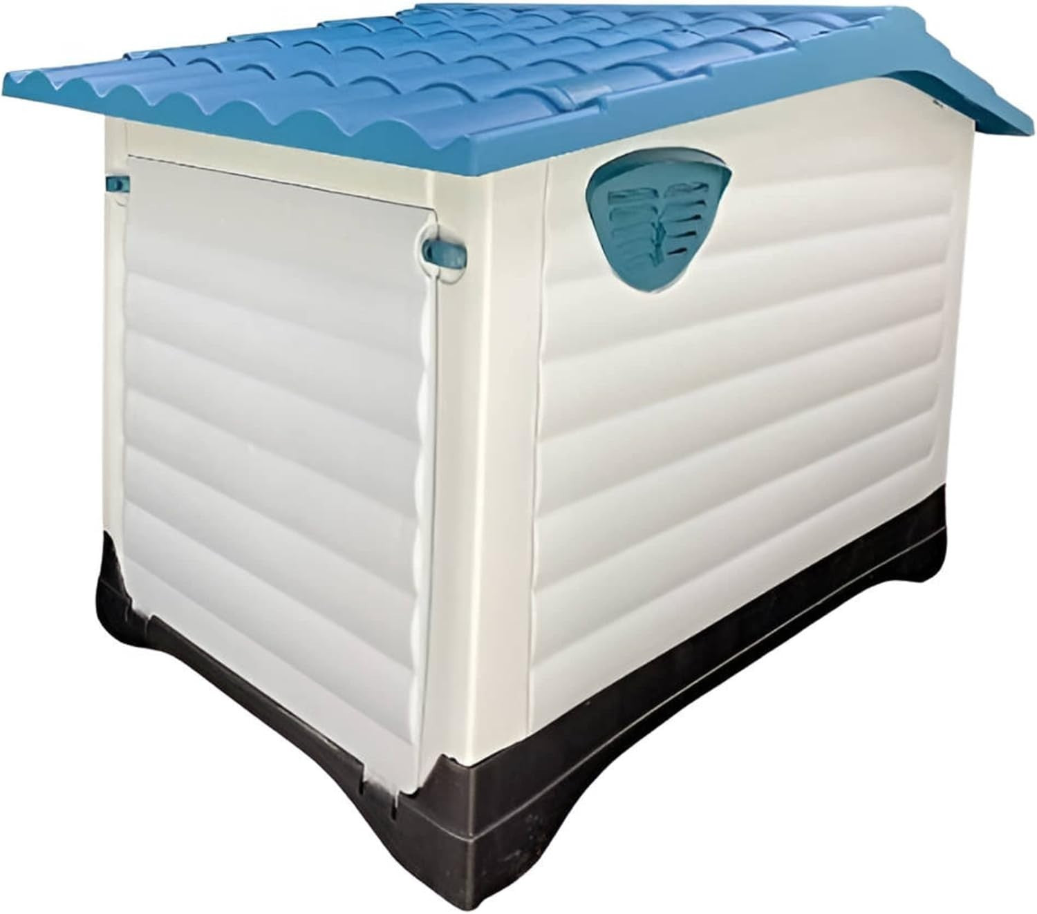 Outdoor Plastic Dog Kennel with Raised Floor & Ramp Door, Easy Clean 111x84x80cm
