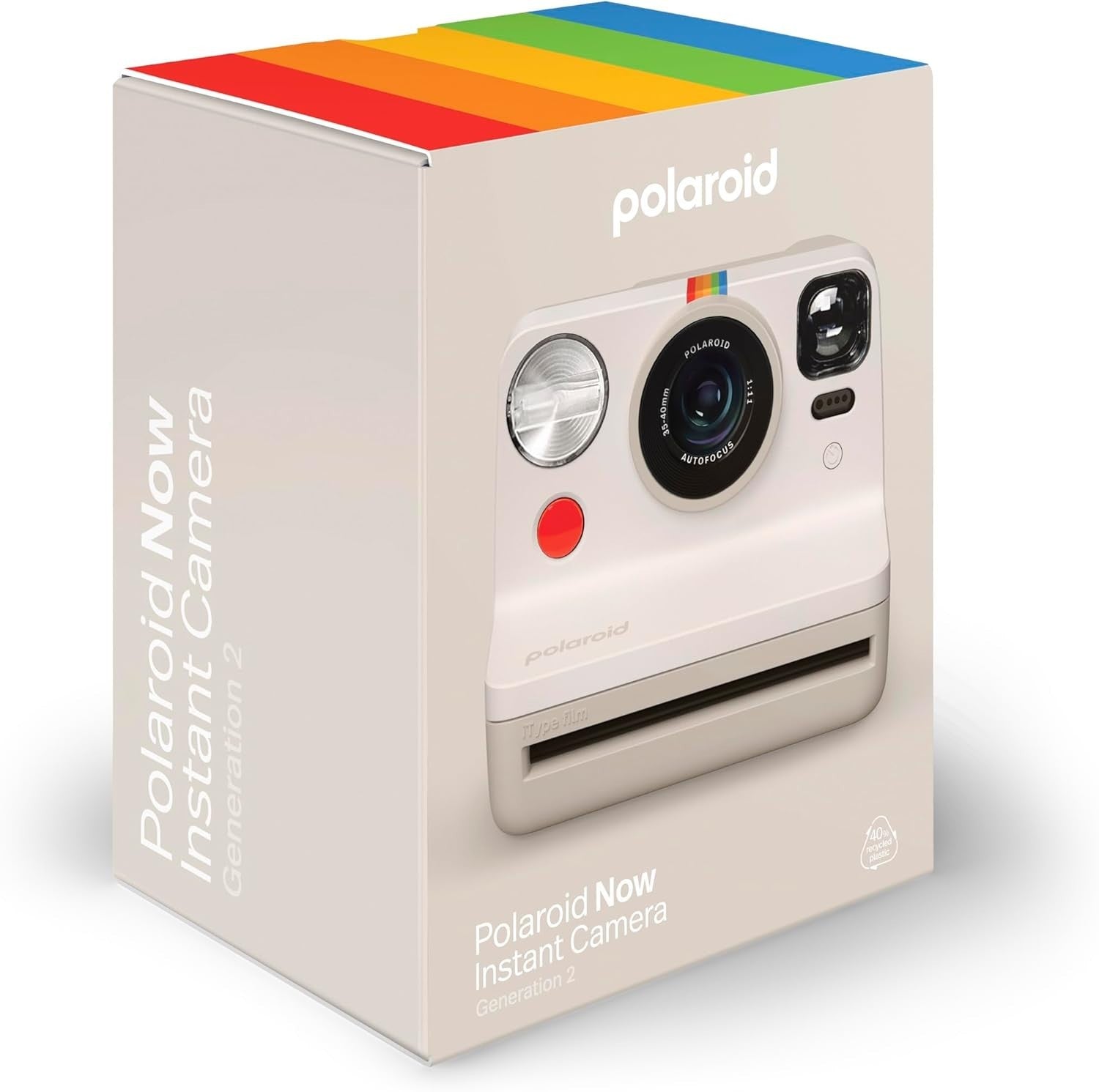 Instant Camera Vintage White USB-C Rechargeable Double Exposure